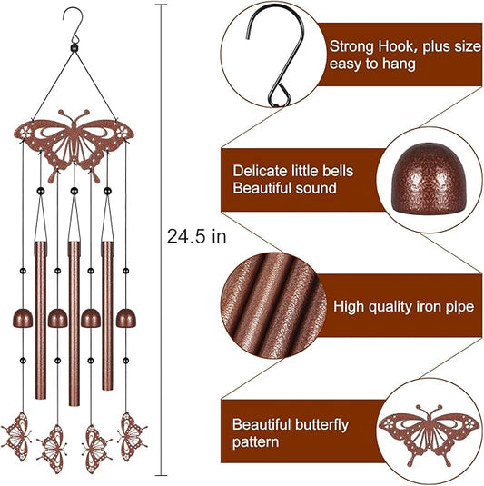 Metals Butterfly Wind Chimes for Outside to Create a Zen Atmosphere Suitable for Outdoor Garden Patio Home Decor,Melodious Melodic Tones Wind Chimes Suitable as A Birthday Gift for Women Mom