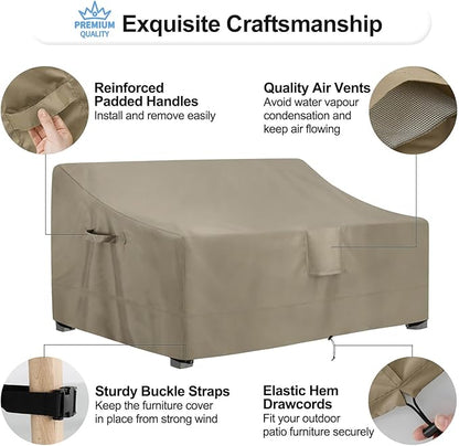 OutdoorLines Outdoor Waterproof Patio 3-Seater Couch Cover - UV Resistant Patio Sofa Furniture Covers Weatherproof Heavy Duty Glider Covers for Outdoor Furniture, 76Wx32.5Dx33H Inches, Camel