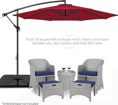 Best Choice Products 10ft Offset Hanging Market Patio Umbrella w/Easy Tilt Adjustment, Polyester Shade, 8 Ribs for Backyard, Poolside, Lawn and Garden
