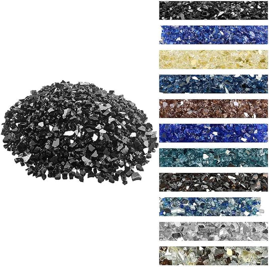 VEVOR Fire Glass, 10 LBS / 4.5 KG High-Temperature Resistant Fireplace Rocks, 1/2-Inch / 12.7 mm Reflective & Smokeless Firepit Glass Rock, High Luster Stone Landscaping for Fire Pit Table, Black
