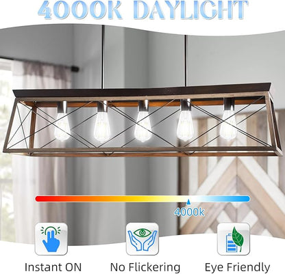 E26 Bulb, Non-Dimmable Edison Bulbs 60 watt Equivalent LED, 4000K Daylight White, ST58 Vintage Light Bulbs, 90+ CRI, 6W 600LM, E26 Medium Base, Clear Glass, 18 Pack