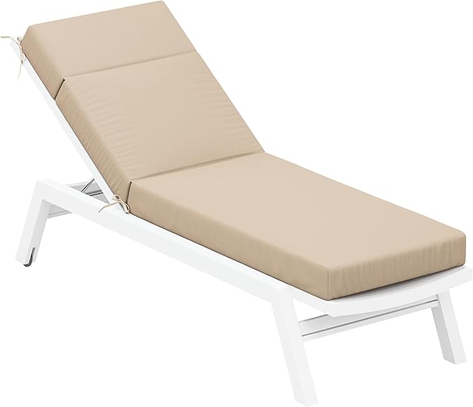 Chaise Lounge Cushion for Outdoor Furniture, Waterproof Fade and Tear Resistant Lounge Deck Chair Cushions for Patio Lawn Pool Resort Hotel