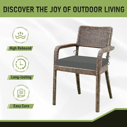 Basic Beyond Outdoor Chair Cushions Set of 4, Square Corner Outdoor Cushions for Patio Furniture, Water Resistant Patio Chair Cushions with 2 Ties, 18.5x16x3, Charcoal Grey