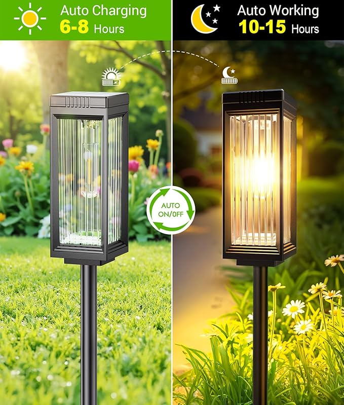 ELECLINK Solar Pathway Lights Outdoor, 4 Pack Upgraded Solar Lights Outdoor Waterproof, Bright Up to 15 Hrs Auto On/Off Garden Light for Yard Patio Lawn Path Walkway Driveway Outside Decor