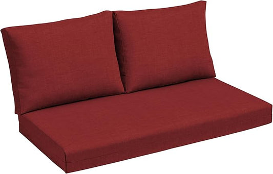 Arden Outdoor Loveseat Cushion Set, 48 x 24, Water Repellent, Fade Resistant, Cushion Set for Couch, Bench, and Swing 48 x 24, Ruby Red Leala