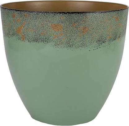 The HC Companies 11.5 Inch Seabrook Decorative Round Planter - Lightweight Premium Resin Plant Pot with a Ceramic Look for Indoor Outdoor Use, Seafoam