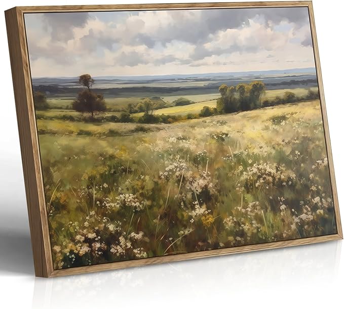 Vintage Canvas Wall Art Hills Wall Decor Landscape Countryside Wilderness Painting Rustic Picture Modern Farmhouse Print Nature Scenery Prints Living Room Bedroom Bathroom 12x16 Inch Framed