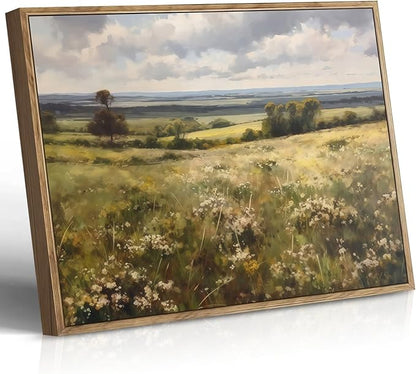 Vintage Canvas Wall Art Hills Wall Decor Landscape Countryside Wilderness Painting Rustic Picture Modern Farmhouse Print Nature Scenery Prints Living Room Bedroom Bathroom 12x16 Inch Framed