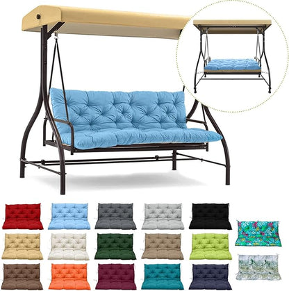Replacement Cushions for Swing, Waterproof Porch Swing Cushion, 2-3 Seat Replacement Swings Seat Cushion with Backrest and Ties for Patio Backyard Porch Garden(Sky Blue 40 * 60 in)