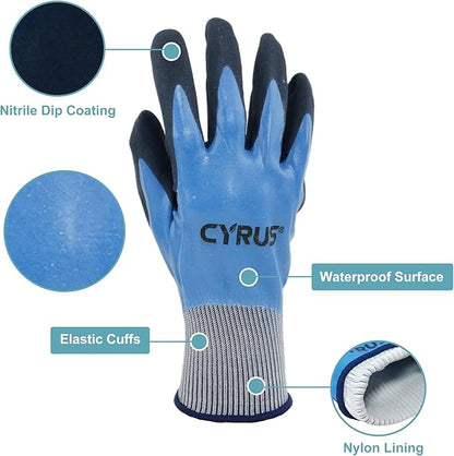 CYRUS Nitrile Gardening Gloves for Women＆Men, Thorn-Proof Garden Gloves,Work for Yard Garden, Weeding, Digging, Pruning