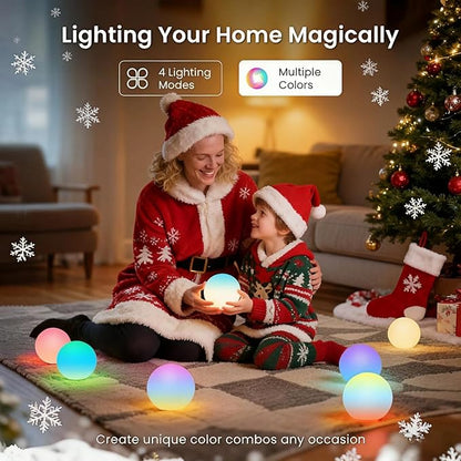LOFTEK LED Ball Light, Multi-Color Rechargeable Night Lights, 3-inch RGB Globe Mood Lighting, Waterproof Ambient Lighting Lamp for Home Bedroom Patio Pool Decorative Lighting, Birthday Gift,4 Pack