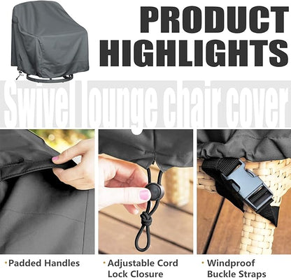 Outdoor Swivel Lounge Chair Cover 4 Pack,Waterproof Heavy Duty Outdoor Chair Covers, (30" W X 34" D X 38.5" H) Patio Furniture Cover for Swivel Patio Lounge Chair