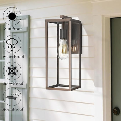 ALLGOT Outdoor Wall Sconce, Outside Porch Light, Anti-Rust Outdoor Wall Lantern Lamp, Exterior Lighting Fixture for Front Porch Corridor Doorway Patio (Oil-Rubbed Bronze, 16 Inch Height)