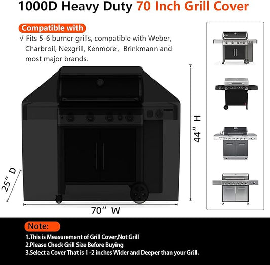 [Upgraded 1000D Heavy Duty Fabric] 65" Grill Cover for Weber 7131, Waterproof, Tear & Fade Resistant BBQ Cover with Buckle, Fits 4-5 Burner Grills of Weber Char-Broil Nexgrill Brinkmann Kenmore