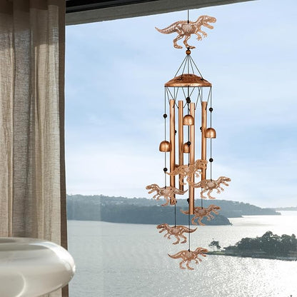 Dinosaur Wind Chimes for Outside, Metal Windchimes Outdoors, Dinosaur Gifts for Women/Men, Memorial/Birthday Gifts, Garden Decor for Outside, Patio or Yard, Durable Chimes for Outdoors