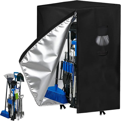 Garden Tool Organizer Rack Cover, 35.4"x31.5"x63", All-Weather Water-Resistant Cover, 420D Oxford Fabric, Easy-Access Tape Closures, Handles and Ventilation for Outdoor Storage, Only Cover