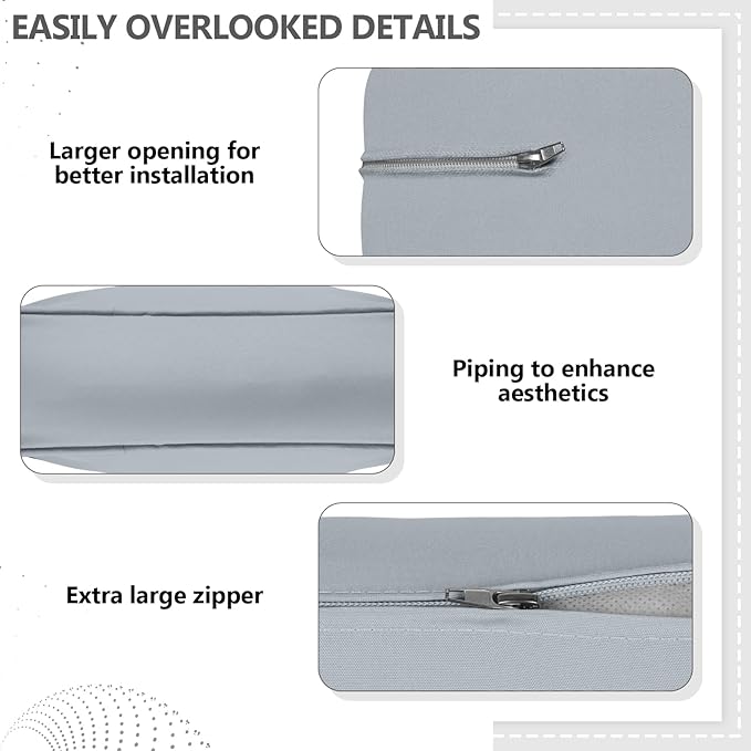 14 Piece Outdoor Patio Waterproof Cushion Covers, Fits 6-Seat Wicker Rattan Sectional Couch Chair Furniture Cover Replacement Set - Fade-Resistant Patio Cushion Covers with Zipper