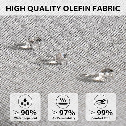 Sundale Outdoor Olefin Deep Seat Cushion, Patio Chair Cushion and Pillow, Water-Resistant Sectional Sofa Pad with Straps Light Gray, 23 x 26 x 4 Inches