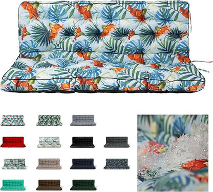 Swing Replacement Cushions with Backrest, 2 or 3 Seater Waterproof Non-Slip Overstuffed Swing Pad, Indoor/Outdoor Bench Cushion for Porch Chair Swing Garden Furniture (Summer, 40 * 70.8 in)