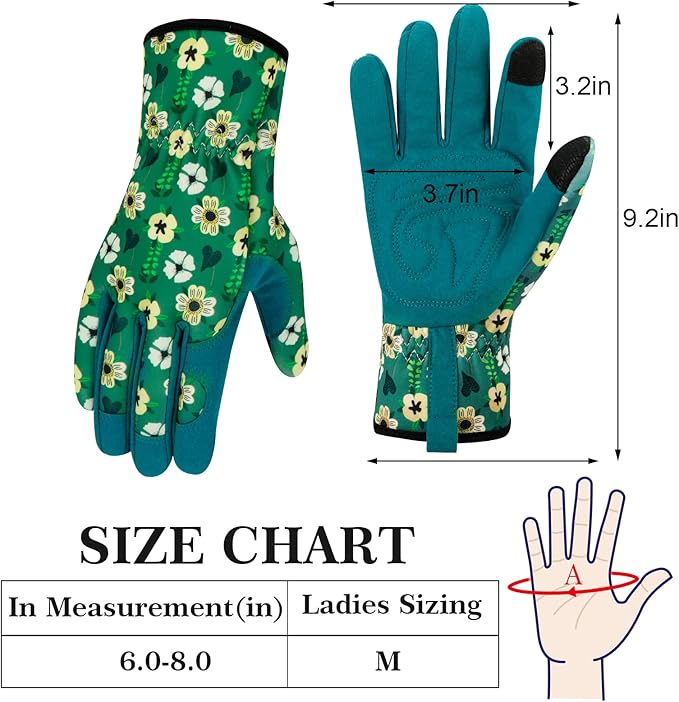 Leather Gardening Gloves for Women Thorn Proof Garden Gloves Touch Screen Working Gloves Gifts,M