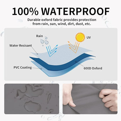 Easy-Going Outdoor Ottoman Cover, Waterproof Patio Ottoman Cover, Heavy Duty Patio Rectangular Coffee Table Cover with Padded Handles(48"x25"x18", Gray/Dark Gray)