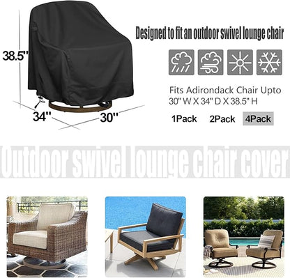 Outdoor Swivel Lounge Chair Cover, Heavy Duty Waterproof Patio Furniture Cover (30" W x 34" D x 38.5" H)