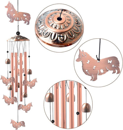 Dachshund Wind Chimes - Handcrafted Brass Unique Outdoor Musical Decor for Garden,Patio & Nursery, Memorial Day Gifts for Mom/Wife/Daughter, Whimsical Yard Decorations with Soothing Tones