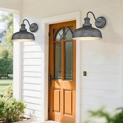Outdoor Farmhouse Barn Light, Outside Wall Sconce, Weather Resistant Anti-Rust Farmhouse Exterior Wall Light, Outdoor Lantern Lamp for Porch, Garage, Patio, Entryway (Antique Black, 1 Pack)