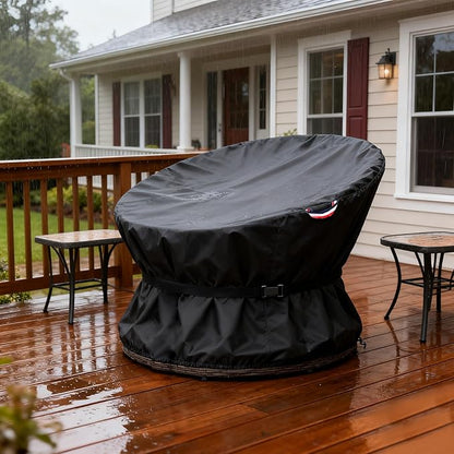 Papasan Chair Cover Waterproof Patio Chair Covers, All-Weather Protection Outdoor Papasan Chair Covers for 52in Saucer Chair, Black