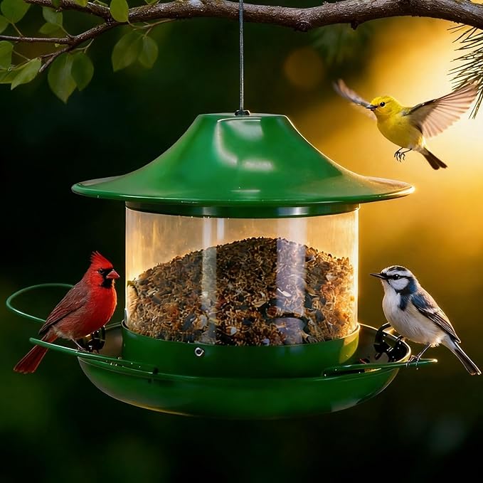 Metal Bird Feeders for Outdoors Hanging, 4.5lb Large Capacity Wild Birds Feeders for Outside, Heavy Duty Durable Wild Birdfeeder for Garden Yard Decor, Gift for Bird Lovers