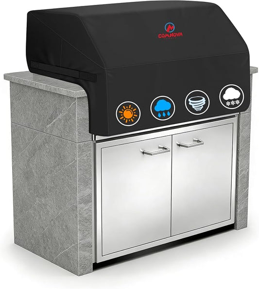 Comnova Built-in Grill Cover for 48 Inch - 600D Island BBQ Grill Top Covers Heavy Duty & Waterproof, Premium Built in Barbecue Cover for Char-Broil, Napoleon, Bull, Weber and More - 48 x 29 x 26 Inch