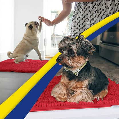 Muddy Mat® | Super Water Absorbent Door Mat Indoor, Microfiber Quick Dry Chenille Entryway Rug, Slip Resistant Front Door Mat, Indoor Mats for Entryway, Machine Washable Pet Rug, Red 24" x 40"