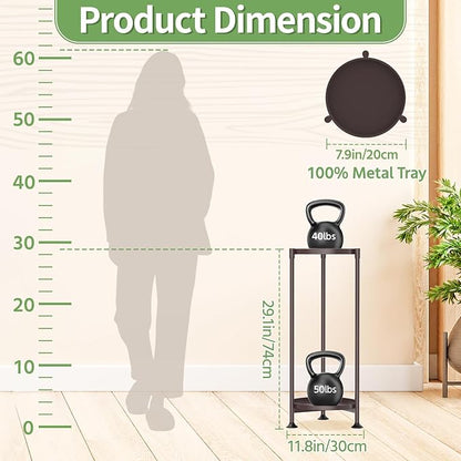 KMOTASUO 2 Tier Plant Stand Indoor for Large Tall Heavy Duty Planter, Multiple Sturdy Metal Flower Corner Rack for Narrow House Floor, Iron Vertical Level Round Orchi Holder Organizer, Bronze