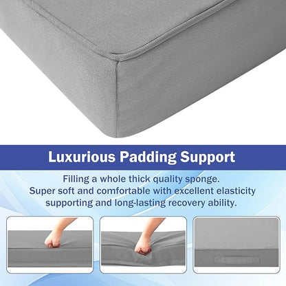 IASEAHK Patio Chair Cushions, 19" x 19" x 3" Outdoor Chair Cushions Set of 4, Waterproof Outdoor Cushions for Patio Furniture, Outdoors Seat Cushions Set of 4 with Handle and Ties, Light Grey