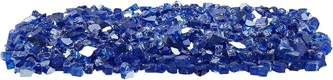 VEVOR Fire Glass, 35LBS / 15.88KG High-Temperature Resistant Fireplace Rocks, 1/2-Inch / 12.7mm Reflective & Smokeless Firepit Glass Rock, High Luster Stone Landscaping for Fire Pit Table, Cobalt Blue