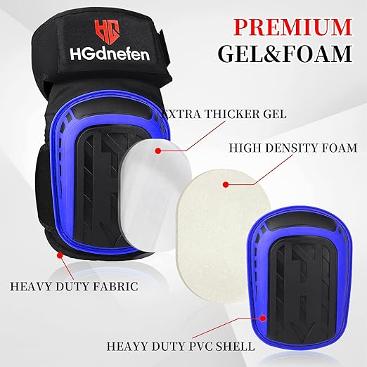 Professional Knee Pads for Work,Construction Knee Pads for Men and Women,Upgrade Thickened Foam Pads and Gel,for Roofing Gardening Cleaning Floors,Adjustable Thigh