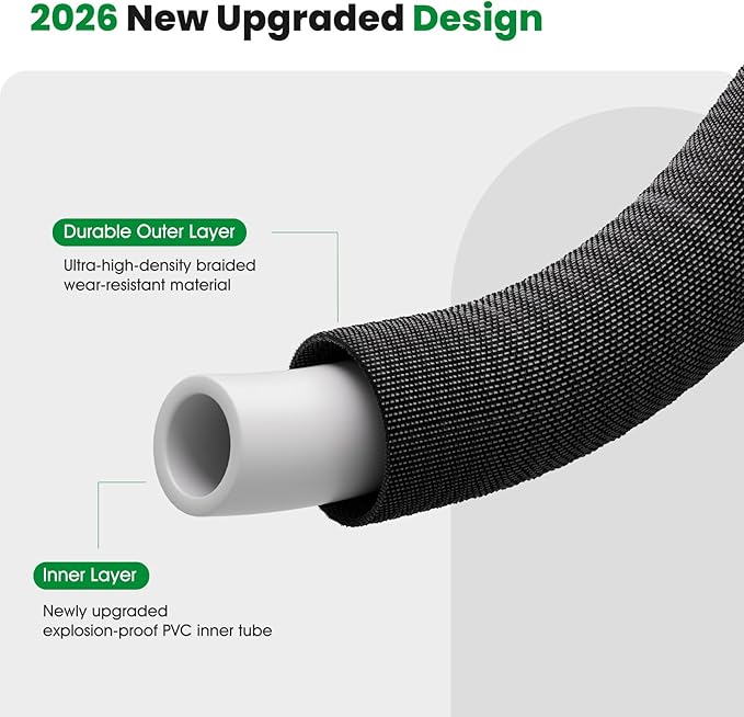 Garden Hose 25FT, Non-Expanding Water Hose Ultra Lightweight, Kink-Free, Burst-Resistant, Lead-Free, Durable & Flexible High-Pressure Hose for Yard, Lawn, Outdoor, Car Washing