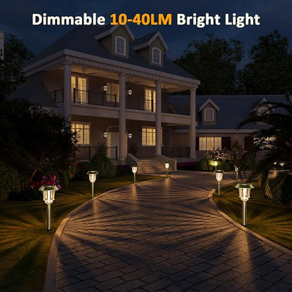 XMCOSY+ Solar Pathway Lights Waterproof - 6 Pack Solar Lights Outdoor, 10-40 LM Dimmable Outdoor Solar Light for Yard Pathway Garden Driveway Walkway (Bronze)