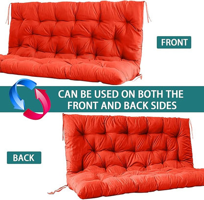 Swing Replacement Seat Cushions, 2-3 Seater Bench Cushions for Outdoor Furnitur with Backrest, Garden Recliner Seat Cushions Waterproof Sofa Pads (Orange, 60x40in)