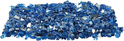 VEVOR Fire Glass, 10LBS / 4.5KG High-Temperature Resistant Fireplace Rocks, 1/2-Inch / 12.7 mm Reflective & Smokeless Firepit Glass Rock, High Luster Stone Landscaping for Fire Pit Table, Pacific Blue