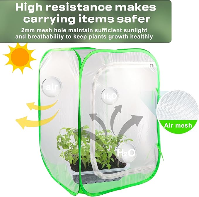 Mesh Plant Tent Enclosure, Pop-Up Cage Plant Cover, Outdoor Garden Protection Guard for Pests, Bird, Pest (35 x 35 x 59 Inches)