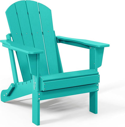WestinTrends Malibu 4-Piece Set Outdoor Folding Poly Adirondack Chair, Turquoise