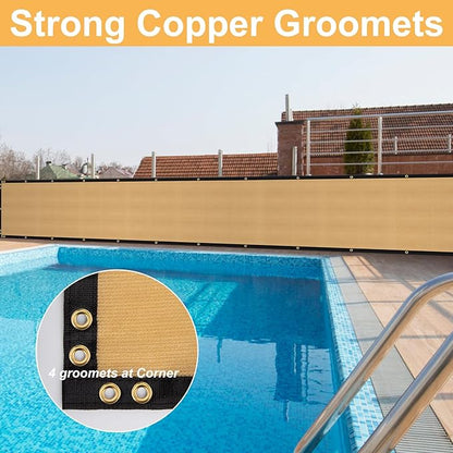 SPORTYOUTH 3ft x 50ft Fence Privacy Screen, Heavy Duty 150 GSM Fencing Mesh Shade Cover Windscreen with Brass Grommets for Outdoor Wall Deck Garden Backyard Porch, Cable Zip Ties Include, Beige