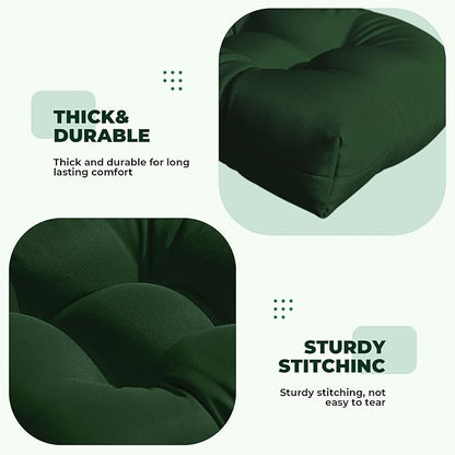 DANGHOOGY Wicker Chair Cushions, Waterproof Outdoor Loveseat Cushions for Patio Furniture, 3 Pieces Wicker Furniture Cushions, 1 Loveseat and 2 U-Shaped Cushions, Green