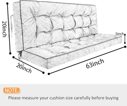 Swing Replacement Seat Cushions, 2-3 Seater Bench Cushions for Outdoor Furnitur with Backrest, Garden Recliner Seat Cushions Waterproof Sofa Pads (Spring Warmth, 63x40in)