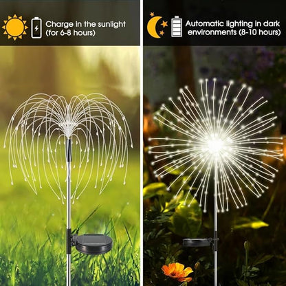 HPUFKOT Solar Garden Lights Outdoor,Waterproof Garden, 2PC 200 LED Twinkling Firework Lights Decorative with 8 Modes,Decor for Yard Patio Pathway Lawn for Yard Outside Fairy Decorative