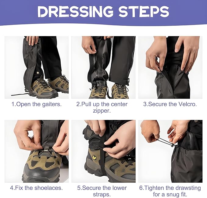 Lawn Care Leg Gaiters, Waterproof Lower Legs Gaiter Outdoor, 15.74" x 10.23" Adjustable Weed Eating Leg Protectors for Men and Women, Leg Guards Boot Legging Gaiters fo Garden Farm Working, Black