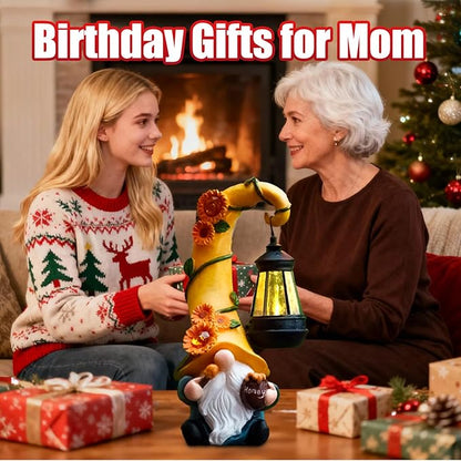 for Mom Grandma Woman 12" Solar Sunflower Gnome Garden Statues Honey Bee Jar Decor with LED Lantern Outdoor Birthday Gnomes Decorations Patio Yard Balcony Art