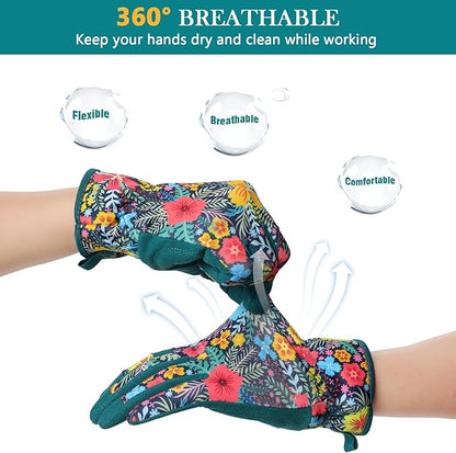 Trifabricy Gardening Gloves for Women, Breathable Leather Garden Gloves with Grip, Thorn-Proof Puncture-Resistant Work Gloves