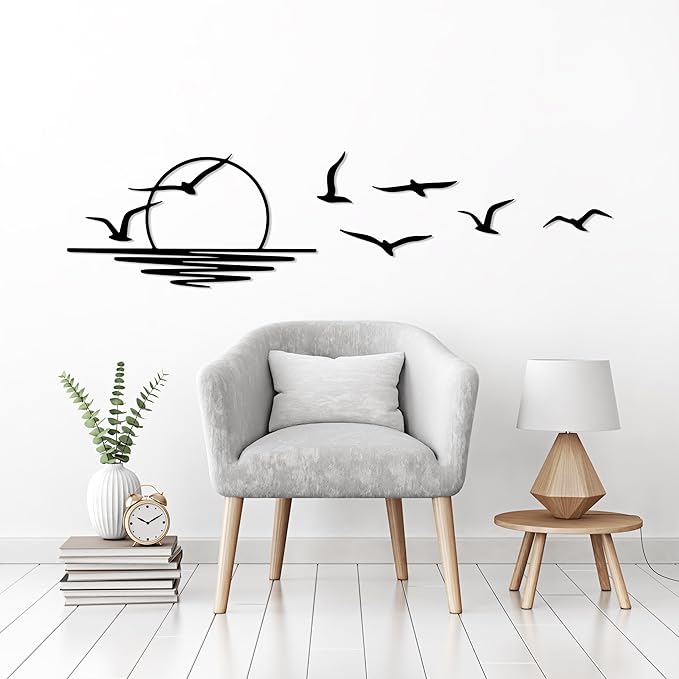 Sunrise Metal Wall Art, Sunset Metal Wall Decor for Living Room, Sunshine Line Art Home Decor Outdoor Indoor, Sun Design Modern Artwork for Walls, Abstract Sunset Wall Decor, Housewarming Gifts